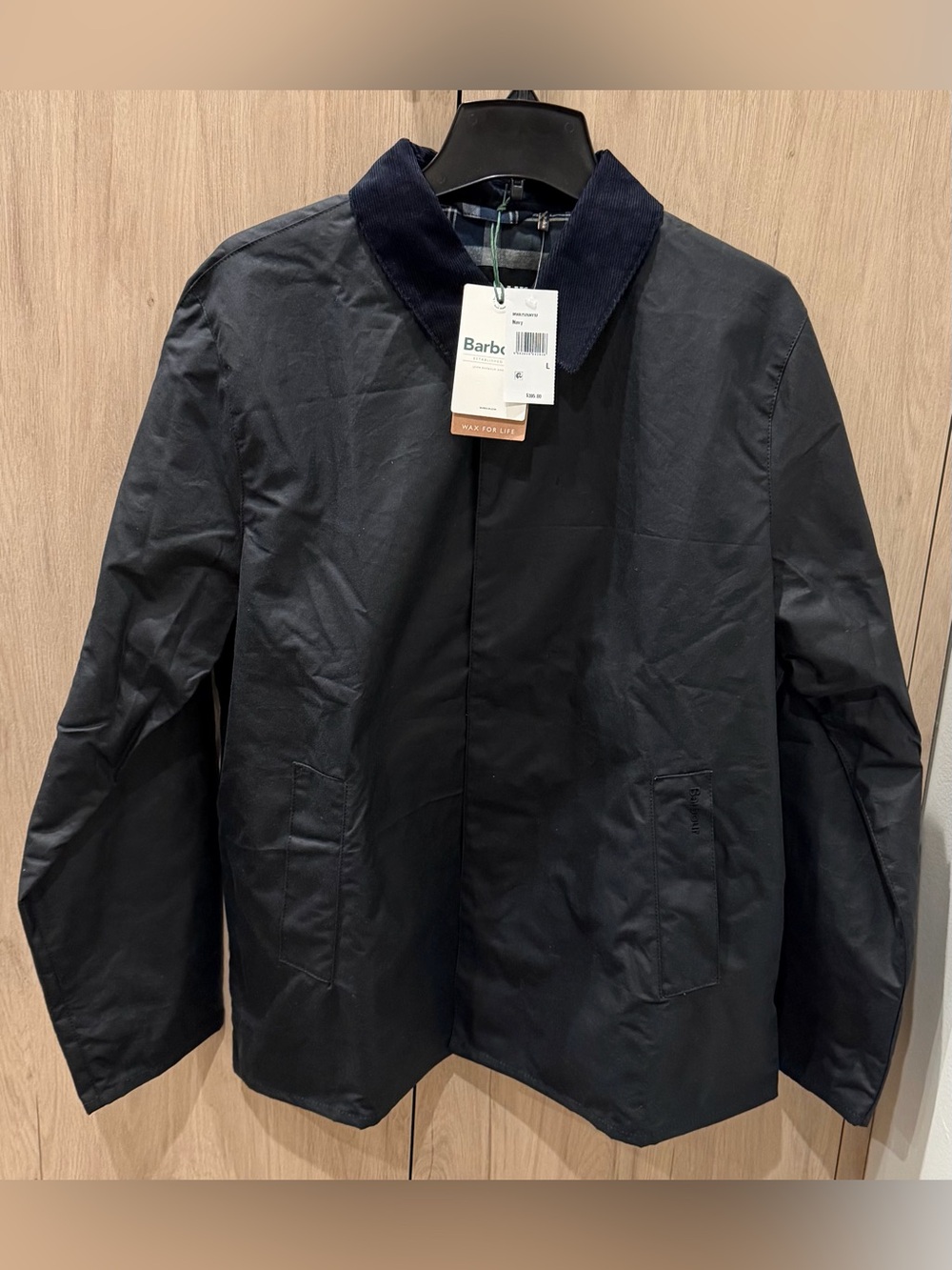 Barbour Men’s Short Lorden Wax Mac/Jacket. NWTs. Navy. Large.